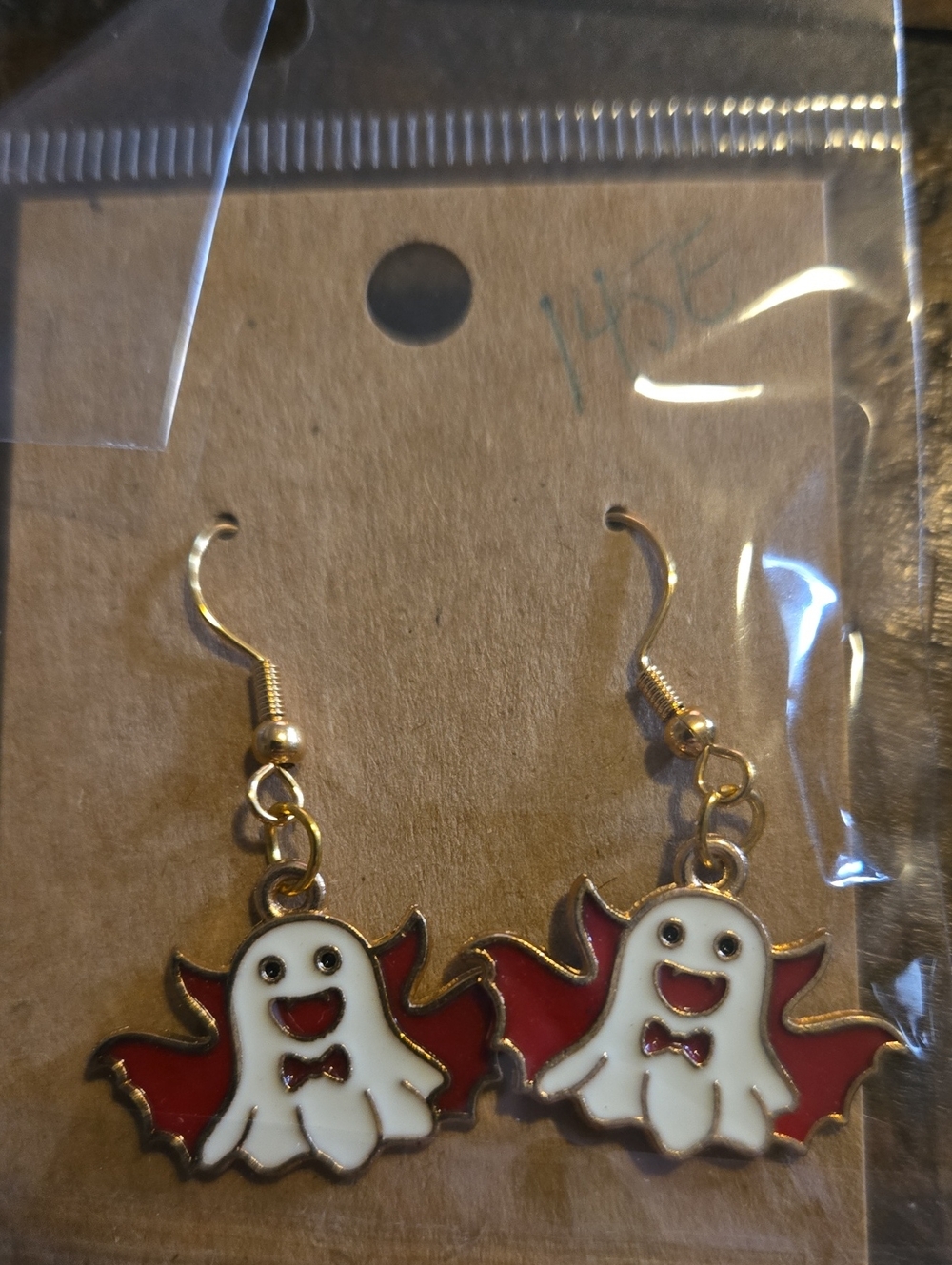 Gold Ghost Bat Earrings